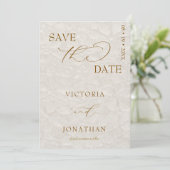 Beige Neutraal Eenvoudig Elegant Save The Date (Staand voorkant)
