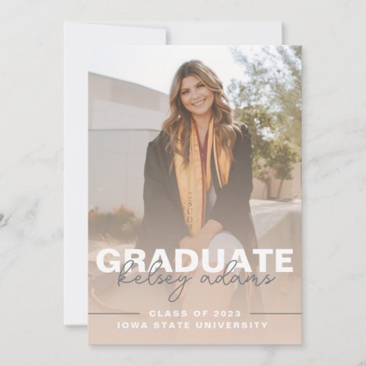 Beige neutraal gradiënt Afstuderen Kaart (Voorkant)