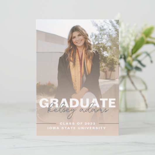 Beige neutraal gradiënt Afstuderen Kaart (Staand voorkant)