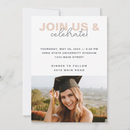 Beige neutraal gradiënt Afstuderen Kaart (Achterkant)