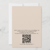 Beige Neutraal Groen Rood Boho Chic QR Code Bruilo Kaart (Achterkant)