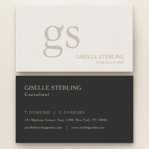 Beige Neutraal Monogram Professioneel Visitekaartje
