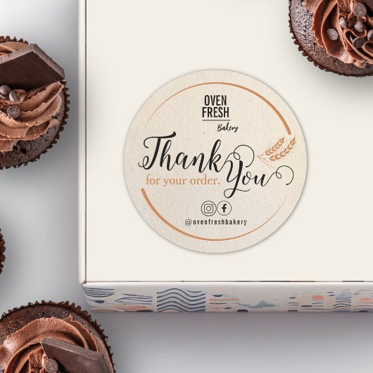 Beige Neutral Bedankt Bakkerij Business Ronde Sticker
