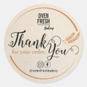  Beige Neutral Bedankt Bakkerij Business Ronde Sticker (Voorkant)