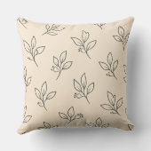 Beige Neutral Cushion | Leaf Pattern Throw Pillow Kussen (Achterkant)