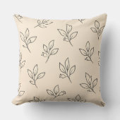 Beige Neutral Cushion | Leaf Pattern Throw Pillow Kussen (Voorkant)