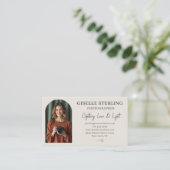 Beige Neutral Elegant Photo Script Professional Visitekaartje (Staand voorkant)