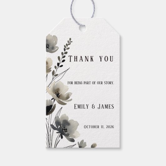 Beige Neutral Floral Wedding Cadeaulabel (Voorkant)