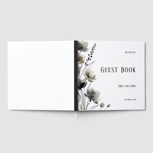Beige Neutral Floral Wedding Gastenboek (Volledig)