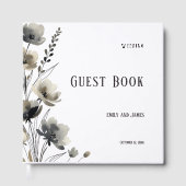 Beige Neutral Floral Wedding Gastenboek (Voorkant)