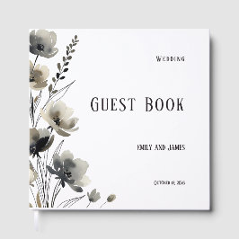 Beige Neutral Floral Wedding Gastenboek