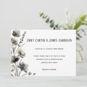 Beige Neutral Floral Wedding Kaart (Staand voorkant)