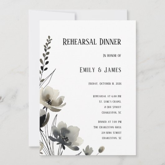 Beige Neutral Floral Wedding Kaart (Voorkant)