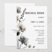 Beige Neutral Floral Wedding Kaart (Voorkant / Achterkant)