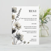 Beige Neutral Floral Wedding Menu (Staand voorkant)
