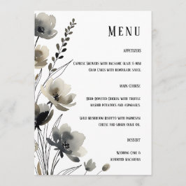 Beige Neutral Floral Wedding Menu