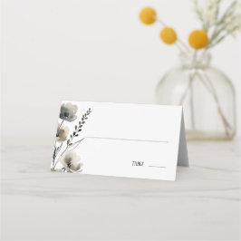 Beige Neutral Floral Wedding Plaatskaartje