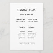 Beige Neutral Floral Wedding Programmakaart (Achterkant)