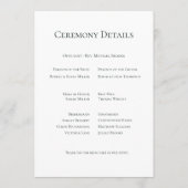 Beige Neutral Floral Wedding Programmakaart (Achterkant)
