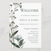Beige Neutral Floral Wedding Programmakaart (Voorkant)