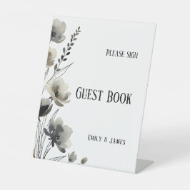 Beige Neutral Floral Wedding Reclamebord Met Voetstuk