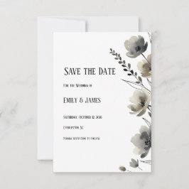 Beige Neutral Floral Wedding Save The Date