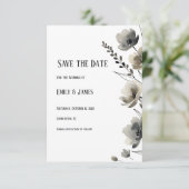 Beige Neutral Floral Wedding Save The Date (Staand voorkant)