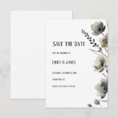 Beige Neutral Floral Wedding Save The Date (Voorkant / Achterkant)