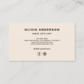 Beige Neutral Hair Stylist Modern Typography Visitekaartje (Achterkant)