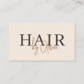 Beige Neutral Hair Stylist Modern Typography Visitekaartje (Voorkant)