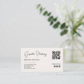 Beige Neutral Logo QR Code Professional Company Visitekaartje (Staand voorkant)