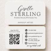 Beige Neutral Makeup Artist QR Code Visitekaartje