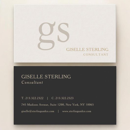 Beige Neutral Monogram Professional Visitekaartje