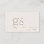Beige Neutral Monogram Professional Visitekaartje (Voorkant)