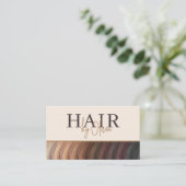 Beige Neutral Photo QR Code Hair Stylist Visitekaartje (Staand voorkant)