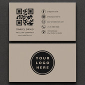 Beige Neutral Professional Company Logo QR-code Visitekaartje