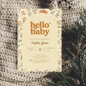 Beige Neutral Retro Typography-Baby shower Kaart
