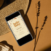 Beige Neutral Retro Typography-Baby shower Kaart