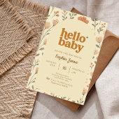 Beige Neutral Retro Typography-Baby shower Kaart