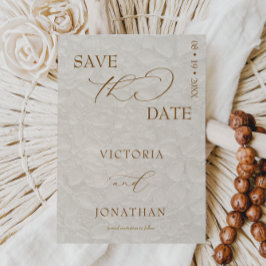 Beige Neutral Simple Elegant Bewaar de datum Save The Date