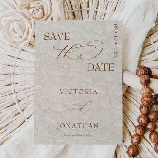 Beige Neutral Simple Elegant Bewaar de datum Save The Date