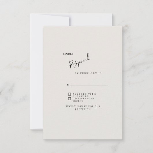 Beige Neutral Simple Modern Wedding RSVP (Voorkant)
