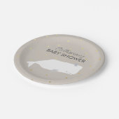 Beige Neutral White Whale Baby shower Papieren Bordje (Gekanteld)