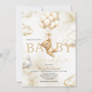 Beige Neutrale Beer Wolk Ballon Baby Shower Kaart