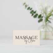 Beige Neutrale Massage Therapeut QR Code Visitekaartje (Staand voorkant)