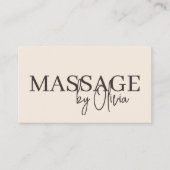 Beige Neutrale Massage Therapeut QR Code Visitekaartje (Voorkant)
