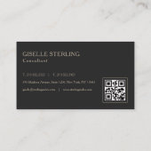 Beige Neutrale Monogram QR Code Professioneel Visitekaartje (Achterkant)