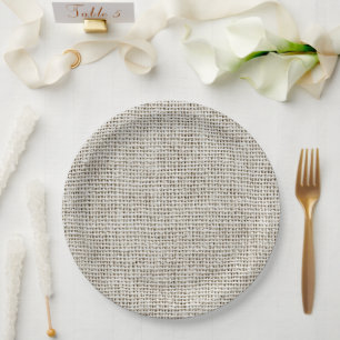 Beige Neutrale Nep Linnen Stof Elegant Papieren Bordje