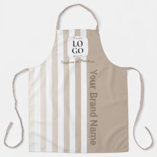 Beige Neutrale Streep Koffiezaak Barista Schort