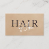 Beige Neutrale Suède QR Code Kapper  Visitekaartje (Voorkant)